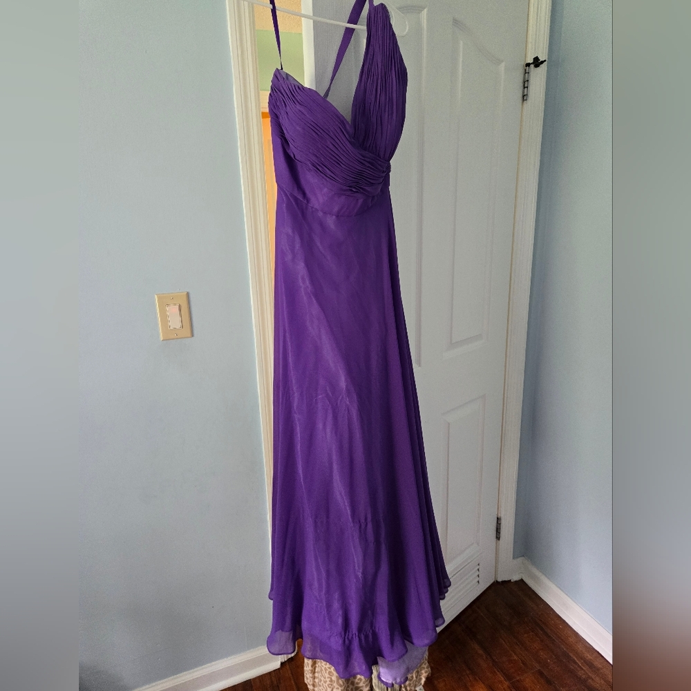 Purple Halter Sleeveless Prom Gown